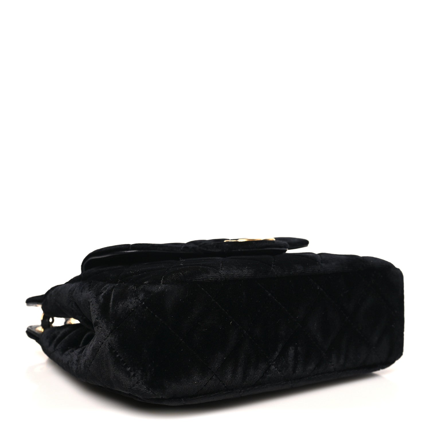 Velvet Quilted Small Wavy CC Hobo Black