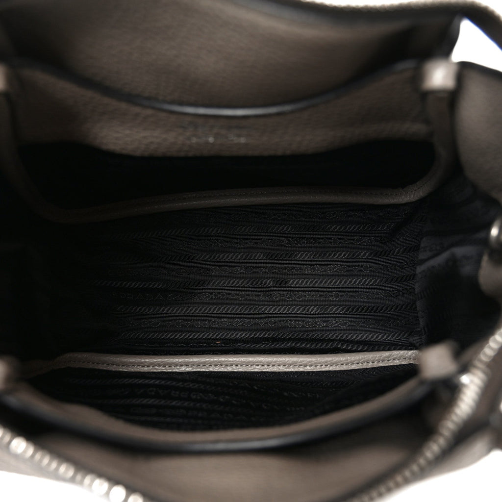 Vitello Daino Soft Small Zippered Top Handle Bag Argilla