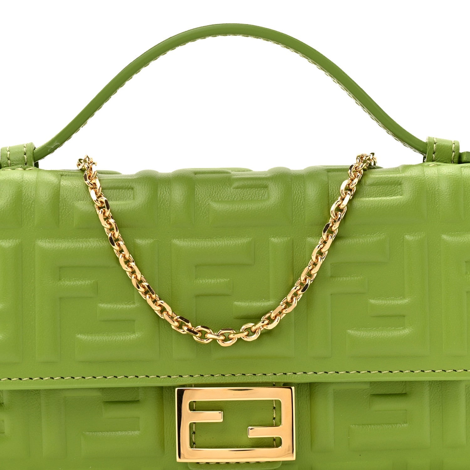 Nappa Matisse FF Embossed Baguette Continental Wallet With Chain Rain Forest