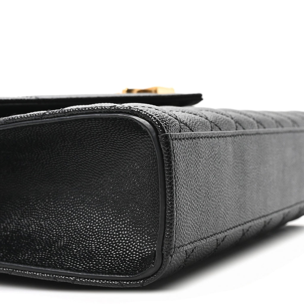 Lambskin Mixed Matelasse Triquilt Medium Monogram Satchel Black