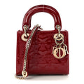 Patent Cannage Mini Lady Dior Red