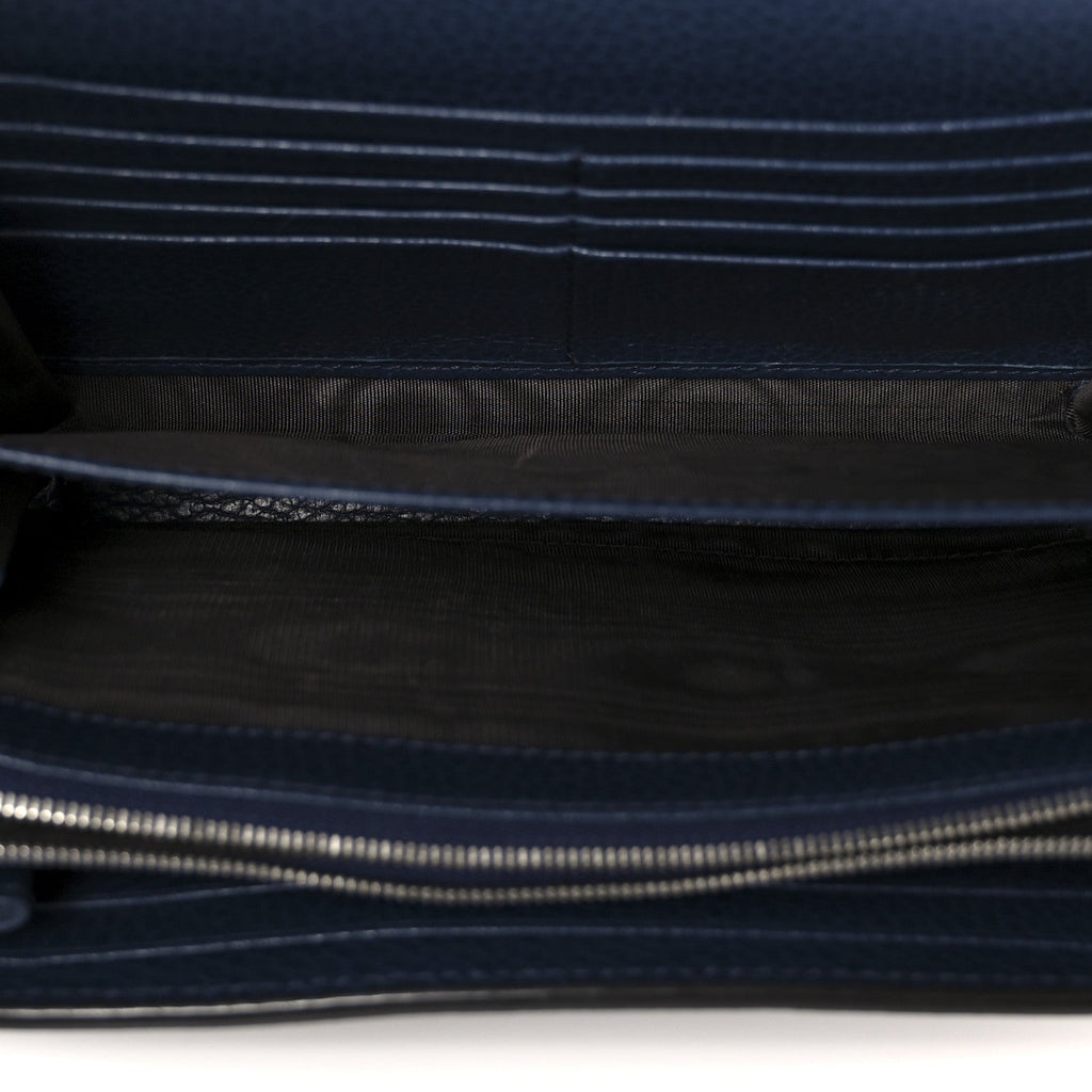 Dollar Calfskin Crystal Mini Dionysus Chain Wallet Blue Agata Black Diamond
