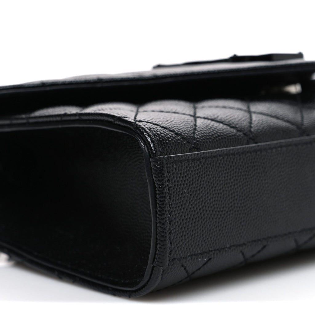 Grain De Poudre Textured Mixed Matelasse Triquilt Small Monogram Monochrome Satchel Black