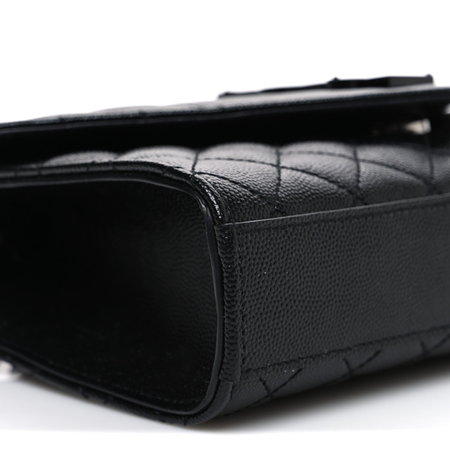 Grain De Poudre Textured Mixed Matelasse Triquilt Small Monogram Monochrome Satchel Black