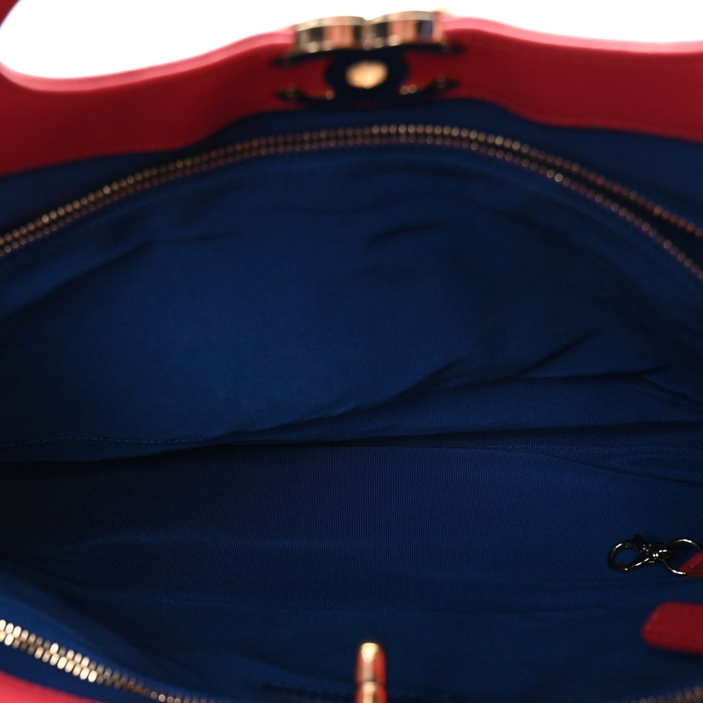 Aged Calfskin Quilted Large 31 Shopping Bag Red Blue