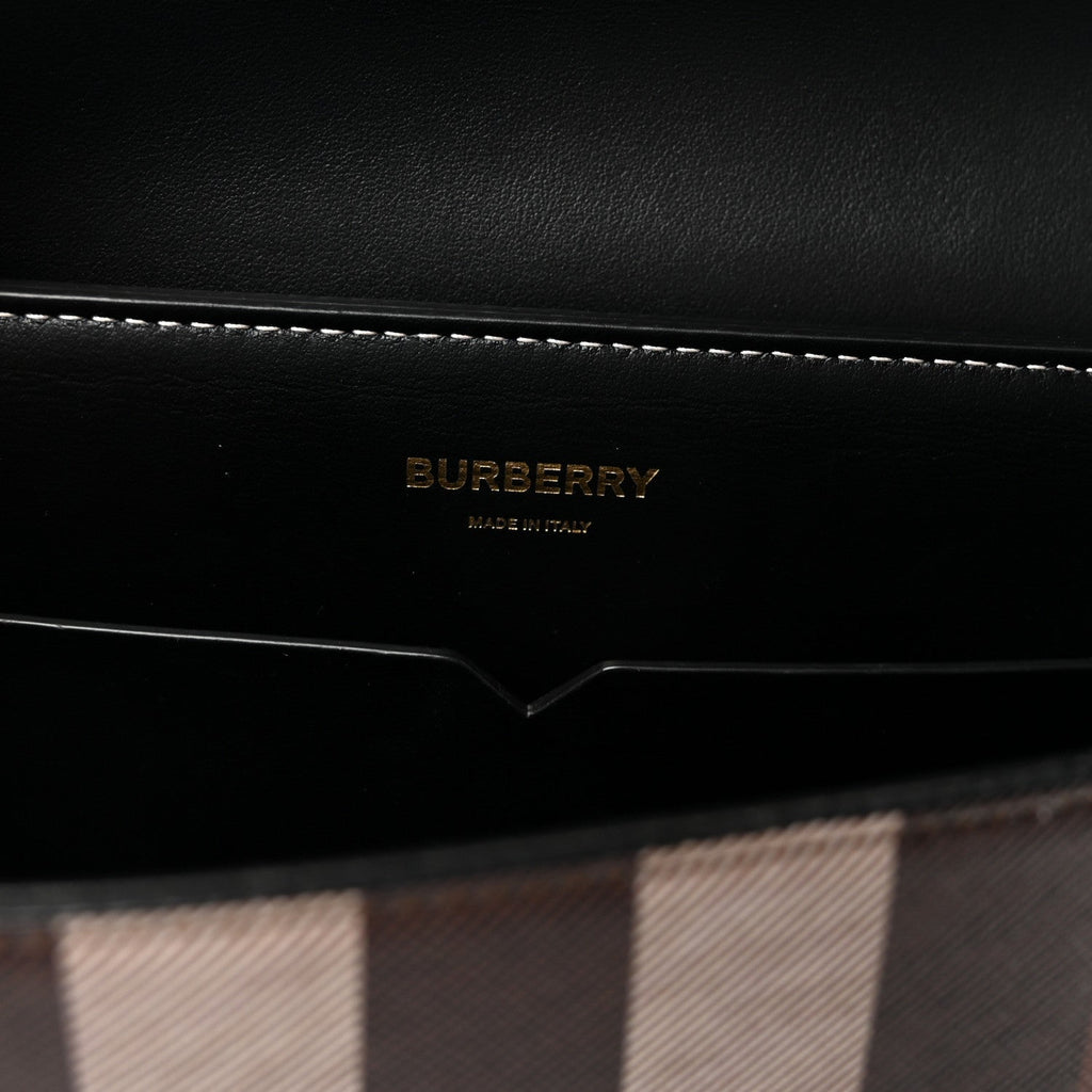 E-Canvas Check Calfskin Catherine Shoulder Bag Dark Birch Brown