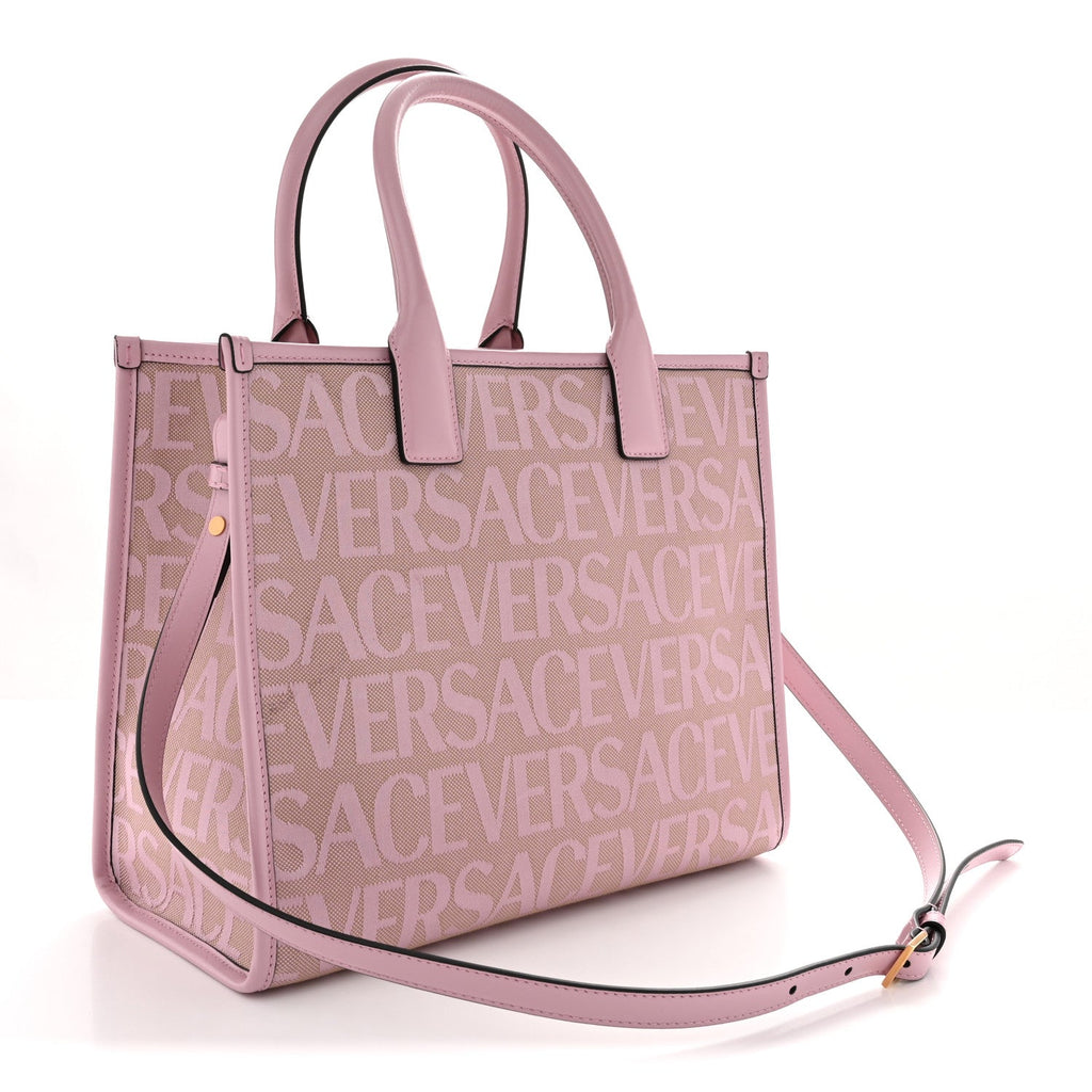 Canvas Calfskin Allover La Medusa Small Tote Pink