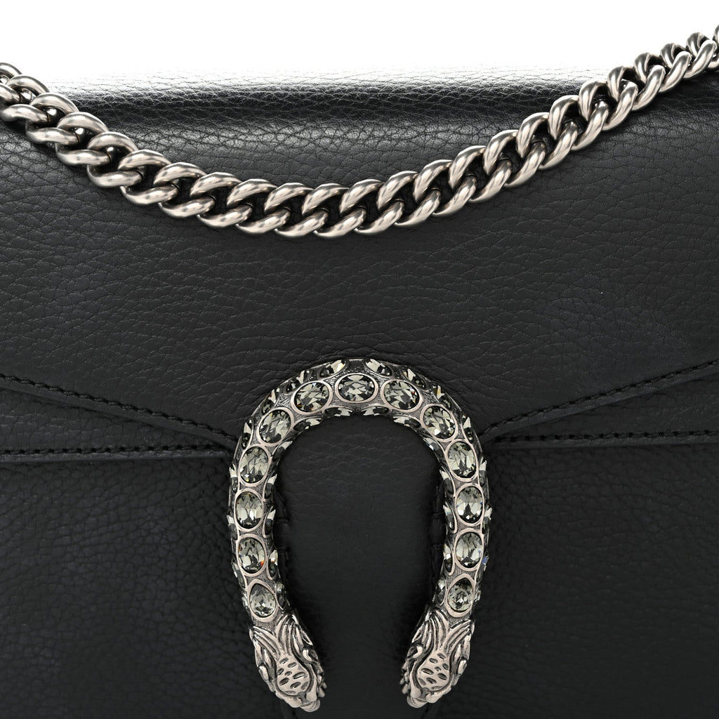 Pebbled Calfskin Small Dionysus Shoulder Bag Black