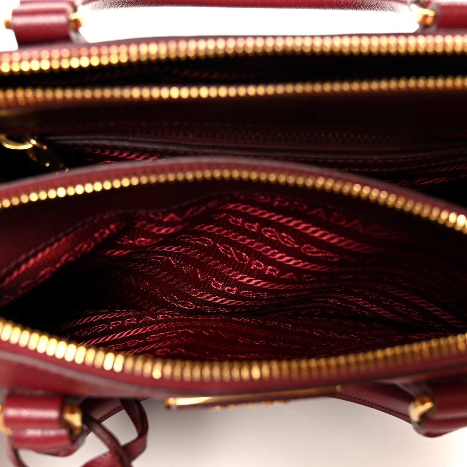 Saffiano Lux Small Galleria Double Zip Tote Cerise