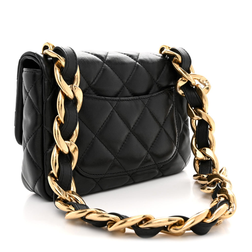 Lambskin Quilted Small Funky Town Flap Black
