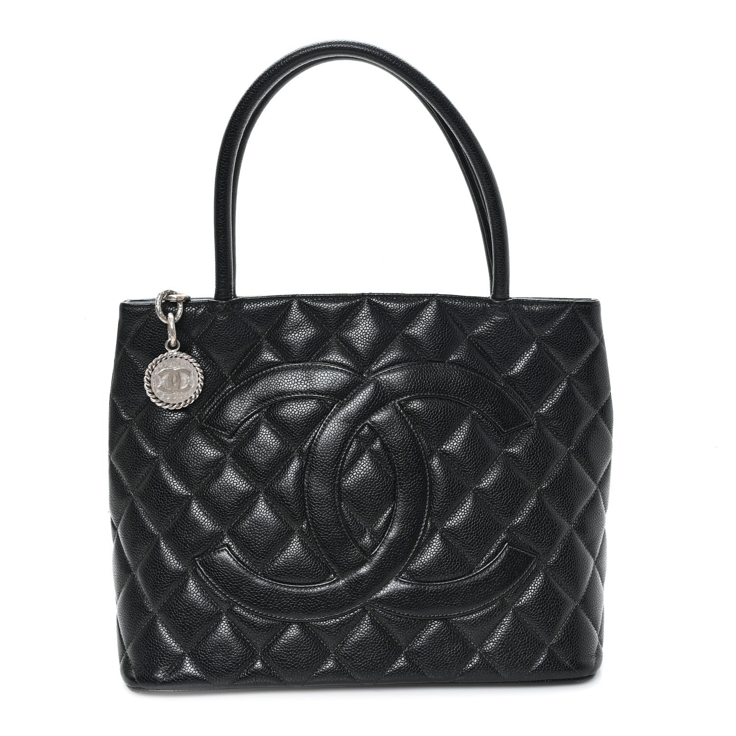 Caviar Quilted Medallion Tote Black