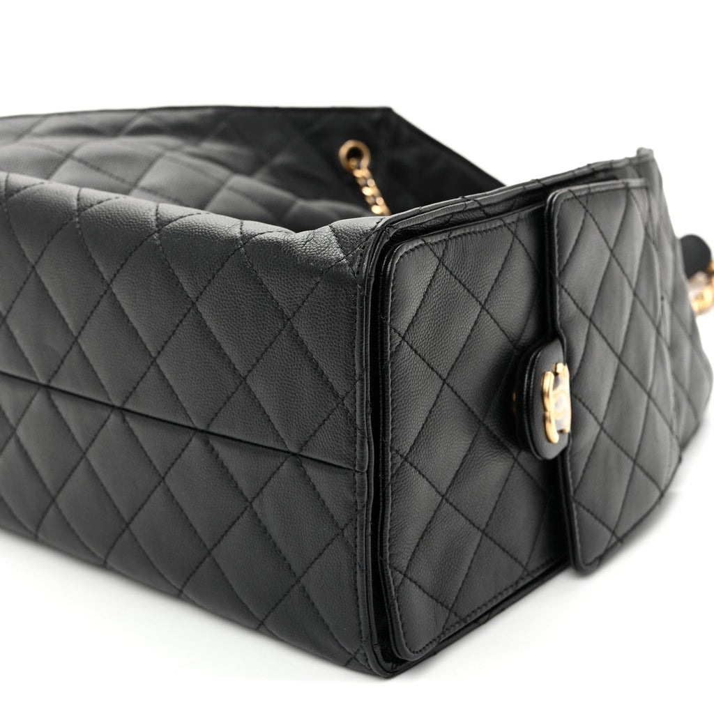 Caviar Quilted Medium Chanel 25 Handbag Black