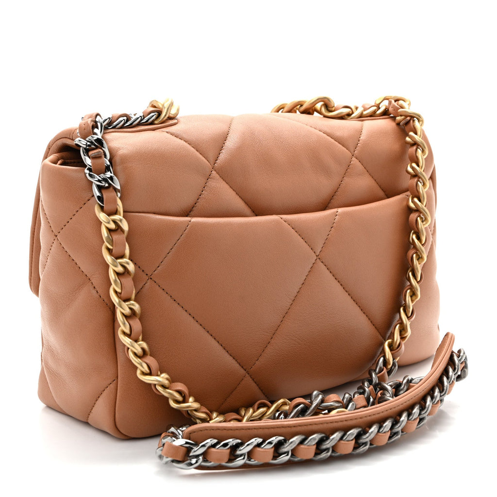 Lambskin Quilted Medium Chanel 19 Flap Brown