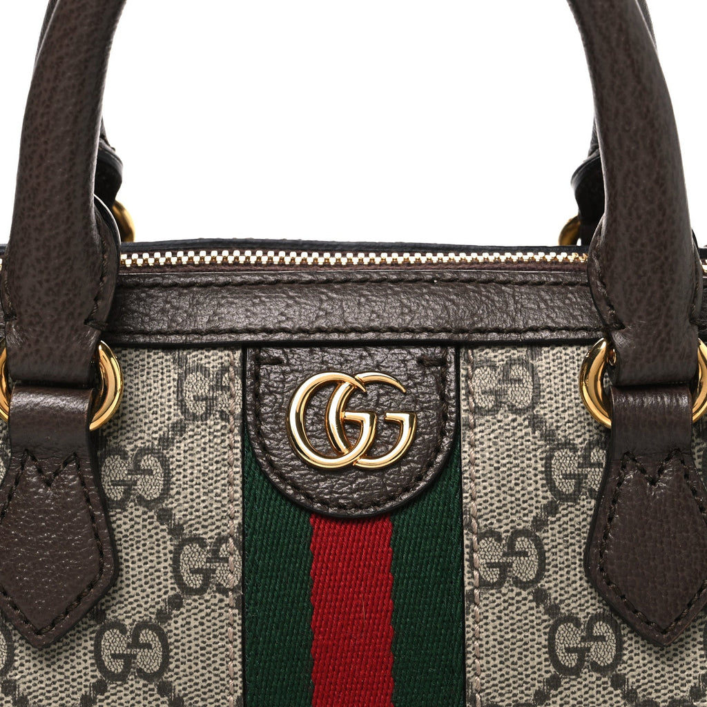 GG Supreme Monogram Web Small Ophidia Top Handle Bag Beige Ebony