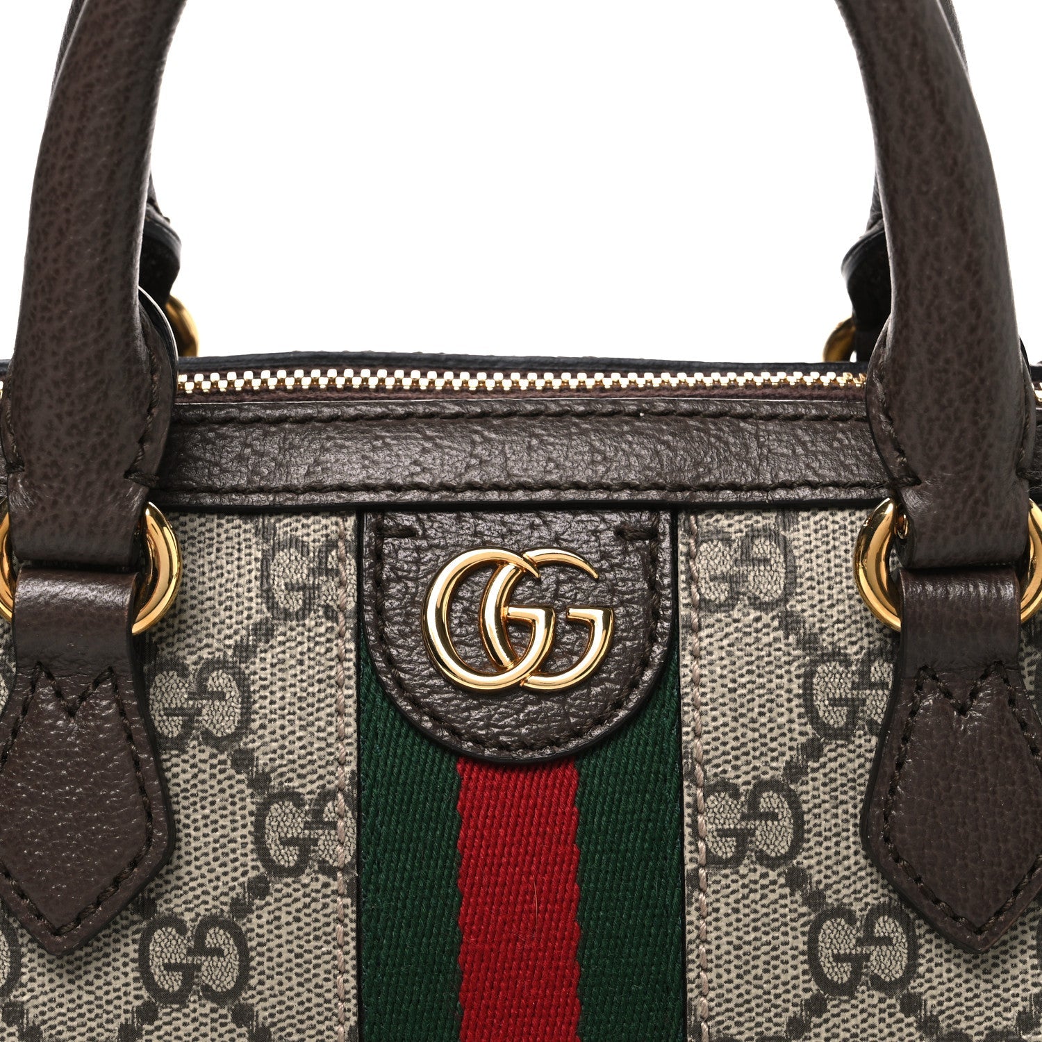 GG Supreme Monogram Web Small Ophidia Top Handle Bag Beige Ebony