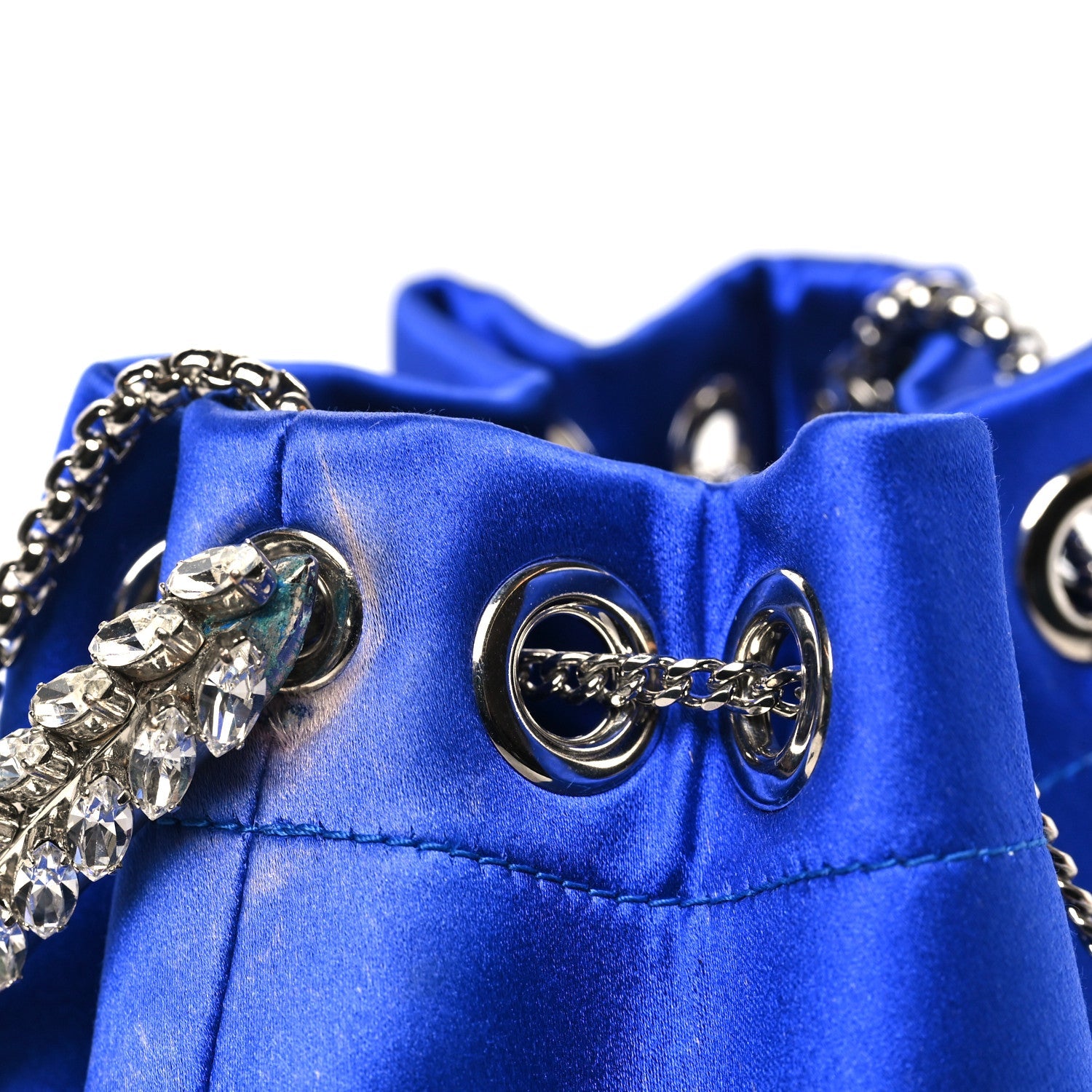 Satin Crystal Embellished Bon Bon Bag Blue
