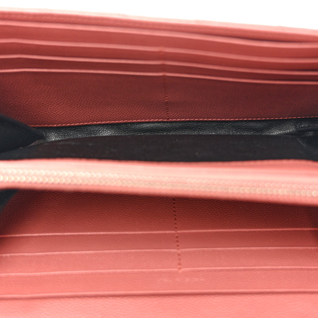 Grain De Poudre Matelasse Chevron Small Monogram Chain Wallet Blush Fonce