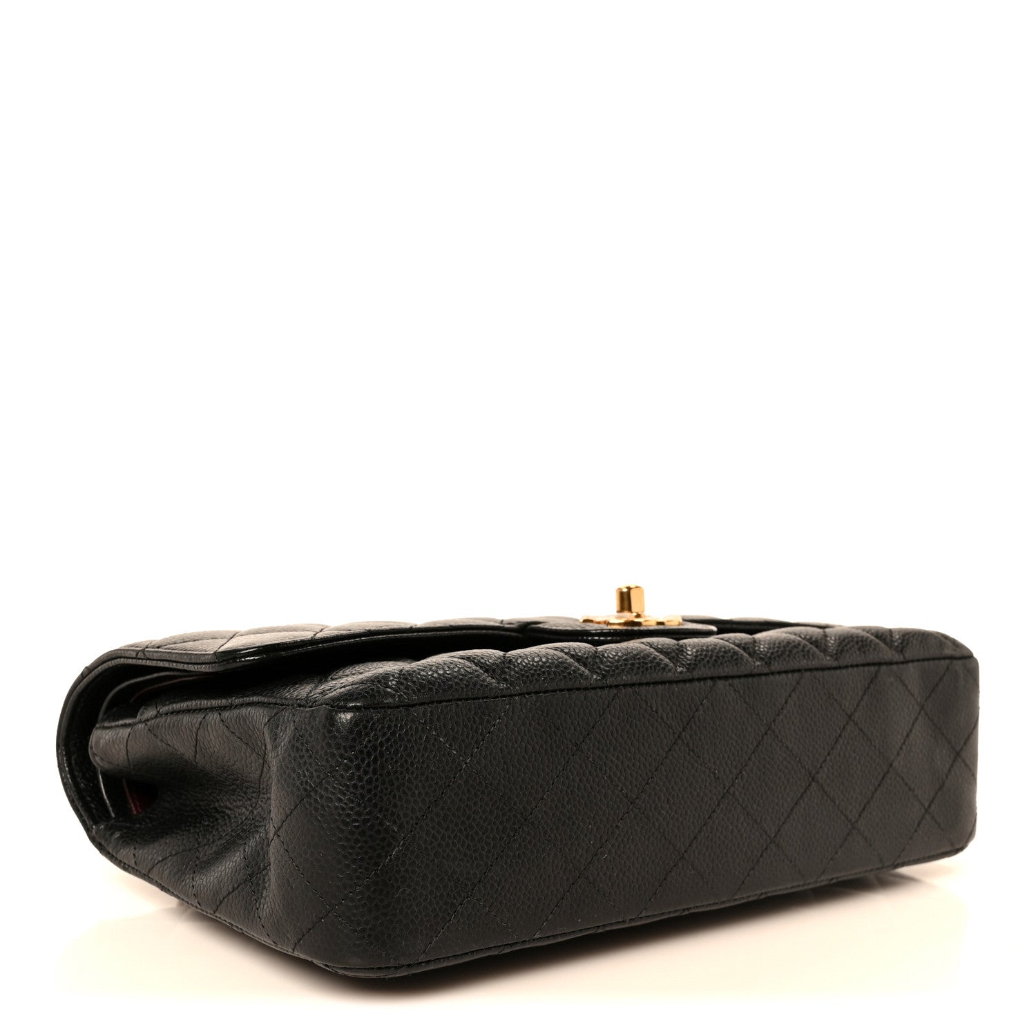 Caviar Quilted Medium Double Flap Black