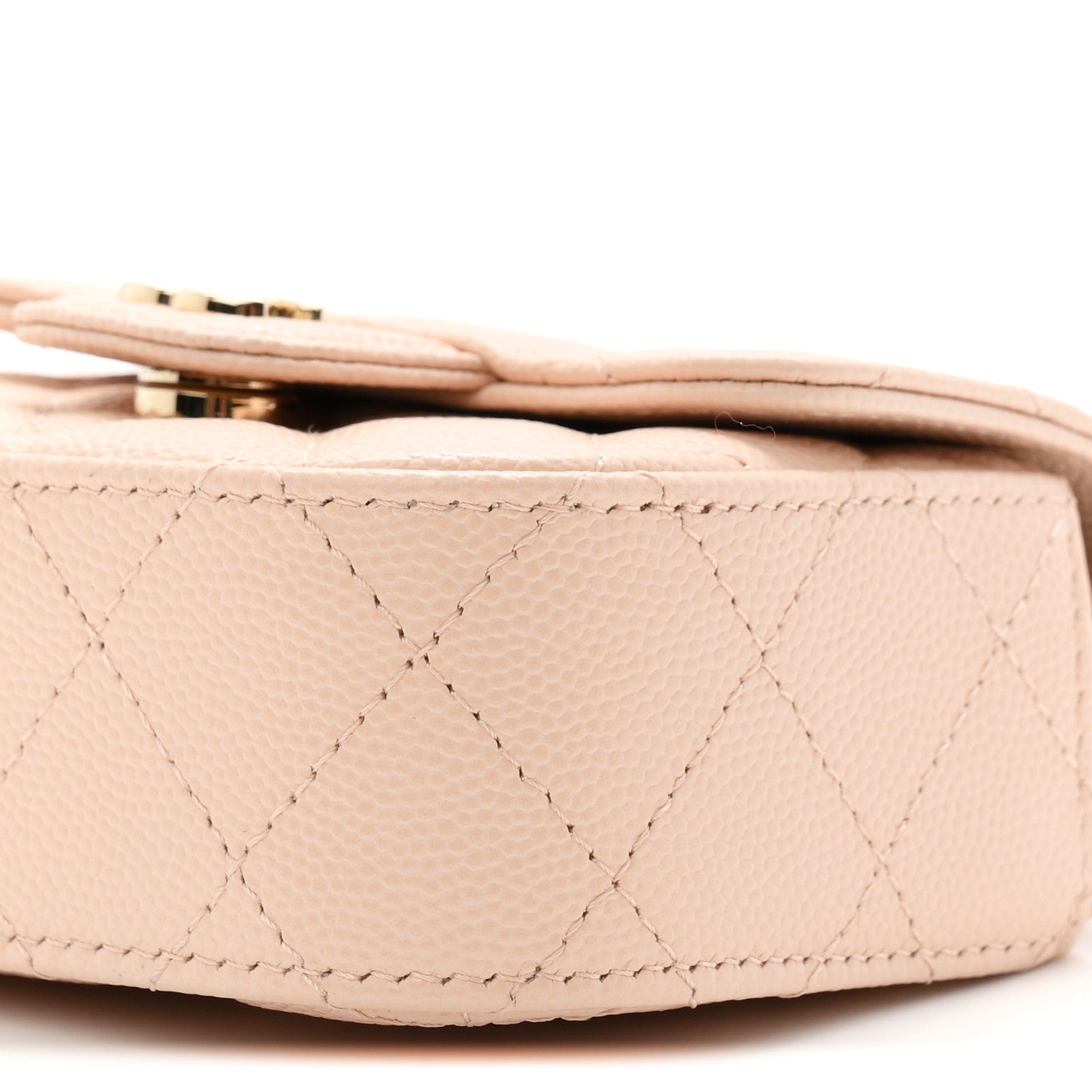Caviar Quilted Mini Clutch With Chain Light Beige