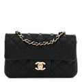 Lambskin Quilted Mini Rectangular Flap Black