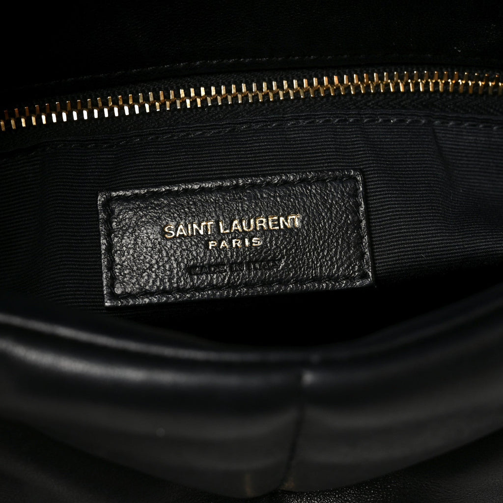 Lambskin Quilted Small Loulou Puffer Monogram Chain Satchel Black