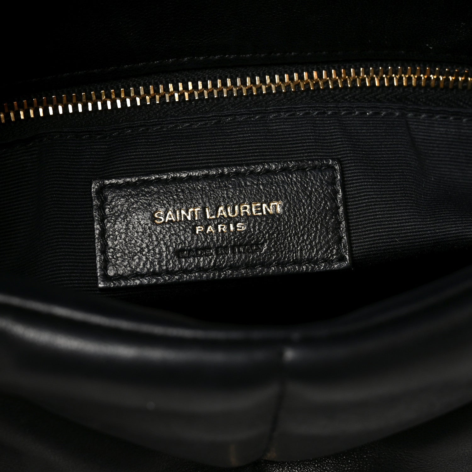 Lambskin Quilted Small Loulou Puffer Monogram Chain Satchel Black