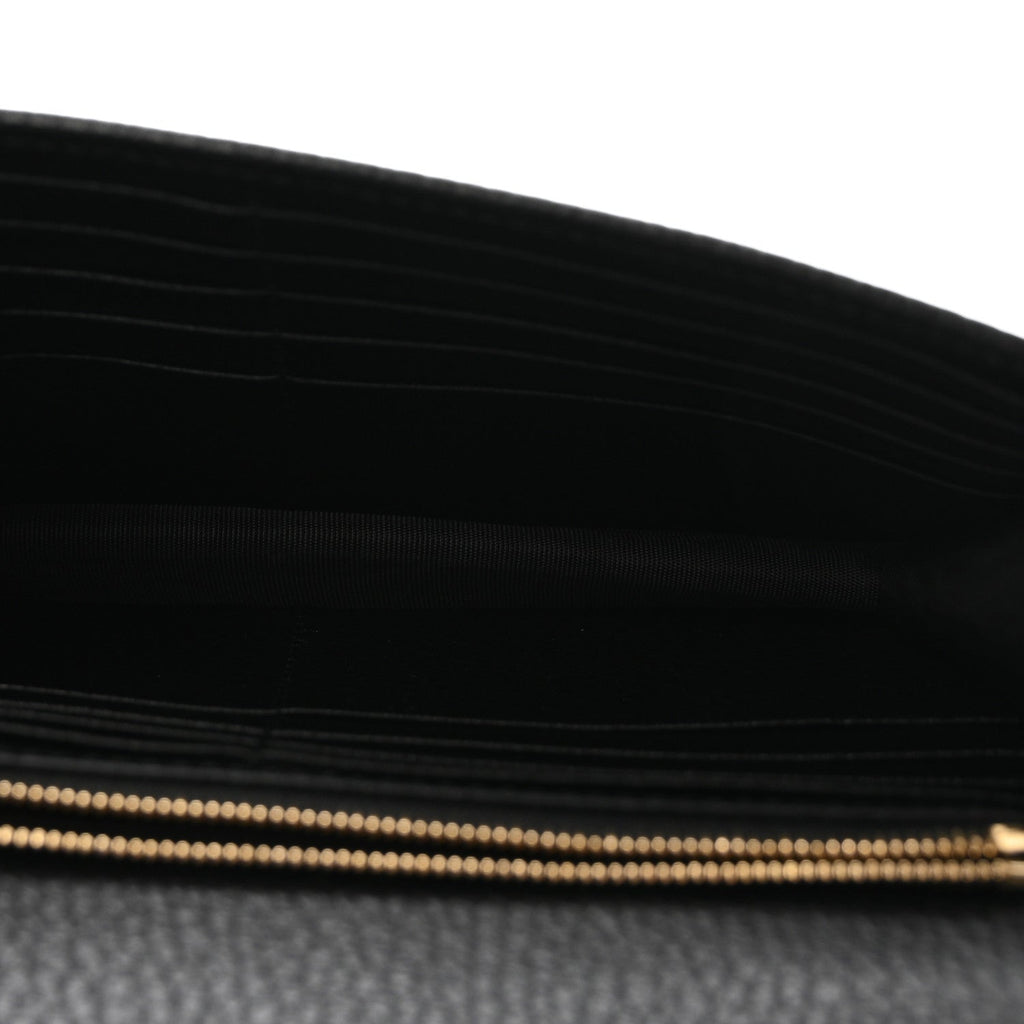 Dollar Calfskin Interlocking G Chain Wallet Black