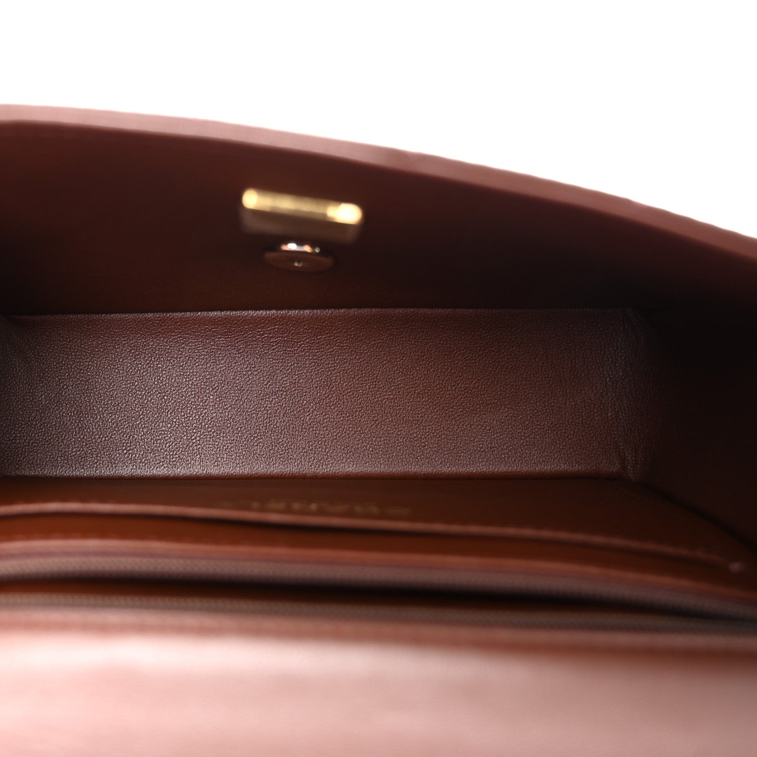 Lambskin Quilted Mini Top Handle Rectangular Flap Dark Brown