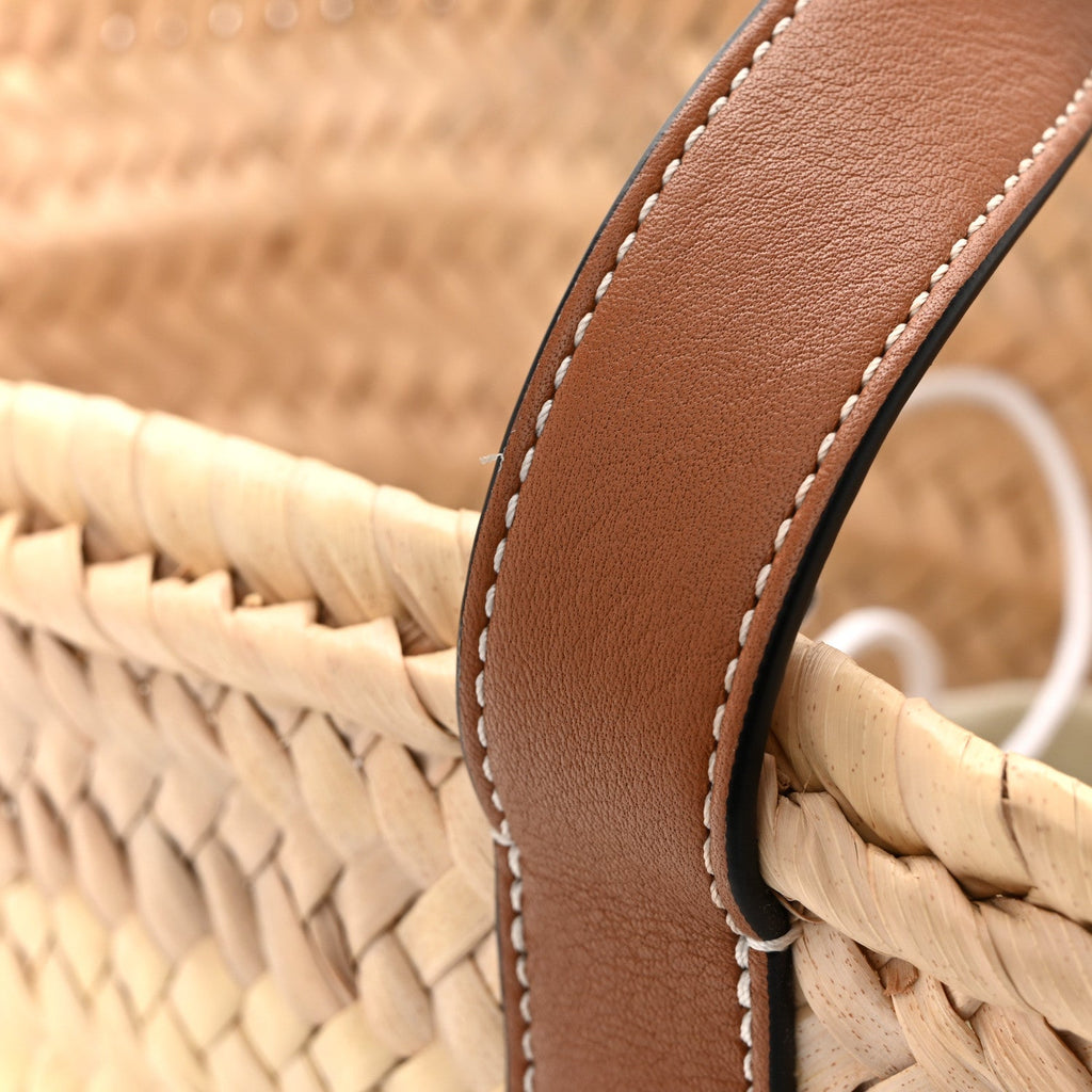Raffia Small Basket Tote Bag Natural Tan