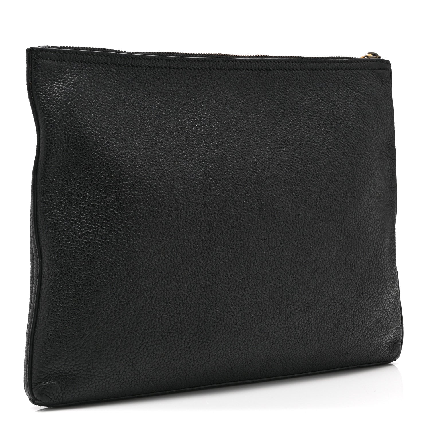 Pebbled Calfskin Medium Logo Portfolio Clutch Black