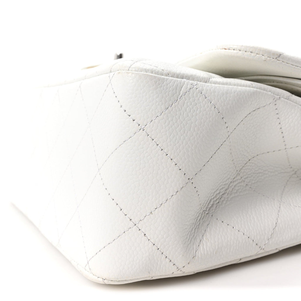 Caviar Quilted Jumbo Double Flap White