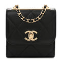 Lambskin Quilted Mini Trendy CC Chain Wallet Black