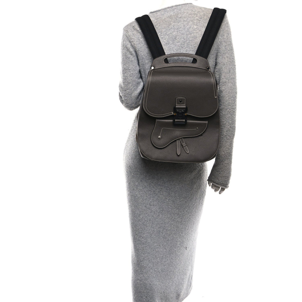 Grained Calfskin Maxi Gallop Sling Bag Grey