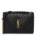 Grain De Poudre Textured Mixed Matelasse Triquilt Medium Monogram Satchel Black Black