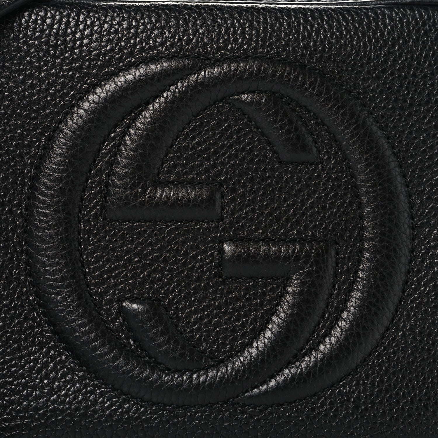 Pebbled Calfskin Small Soho Disco Bag Black