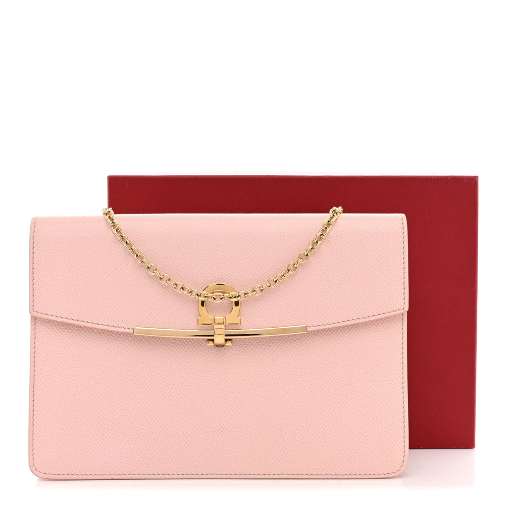 Hammered Calfskin Gancio Wallet On Chain Nylund Pink