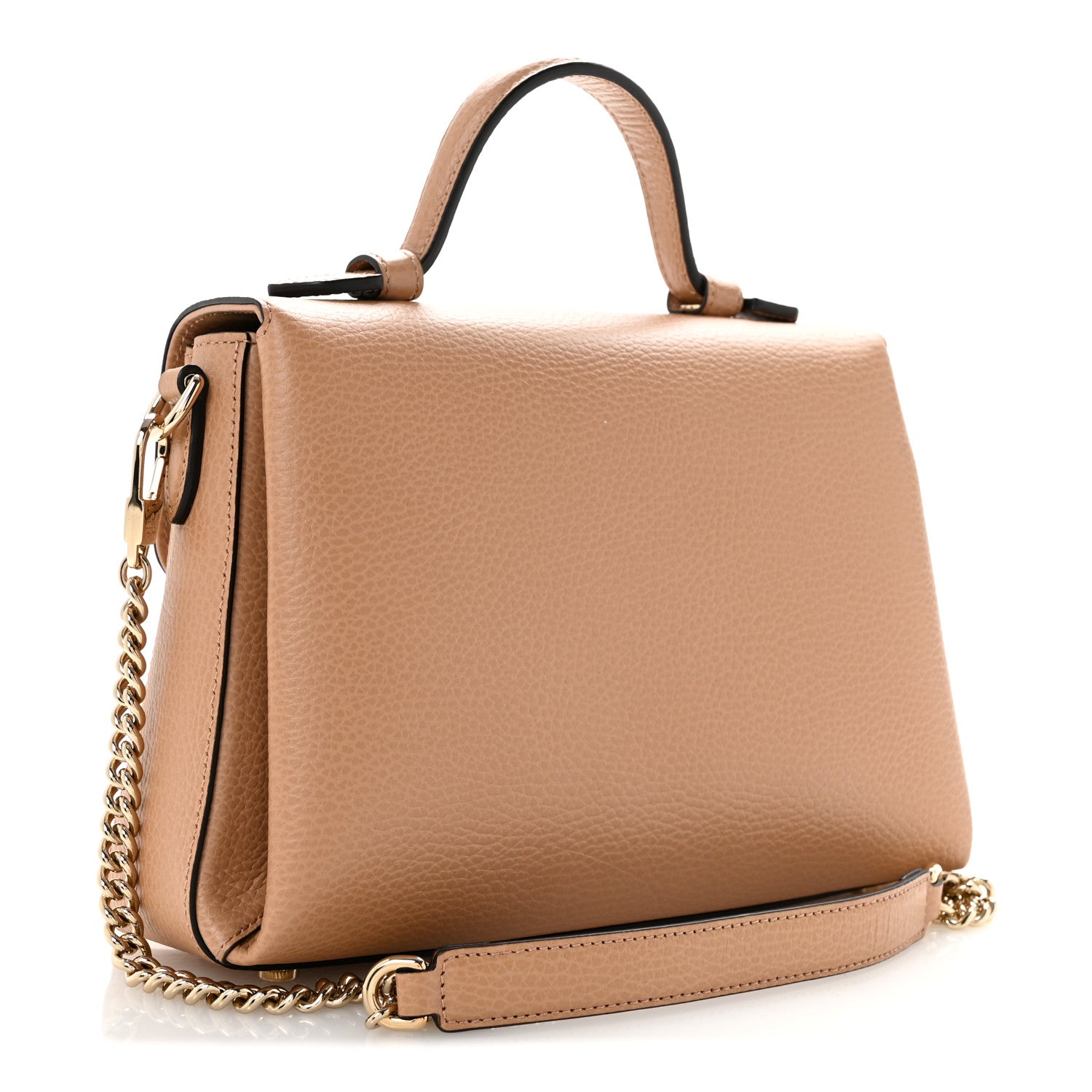 Dollar Calfskin Interlocking G Top Handle Shoulder Bag Camelia
