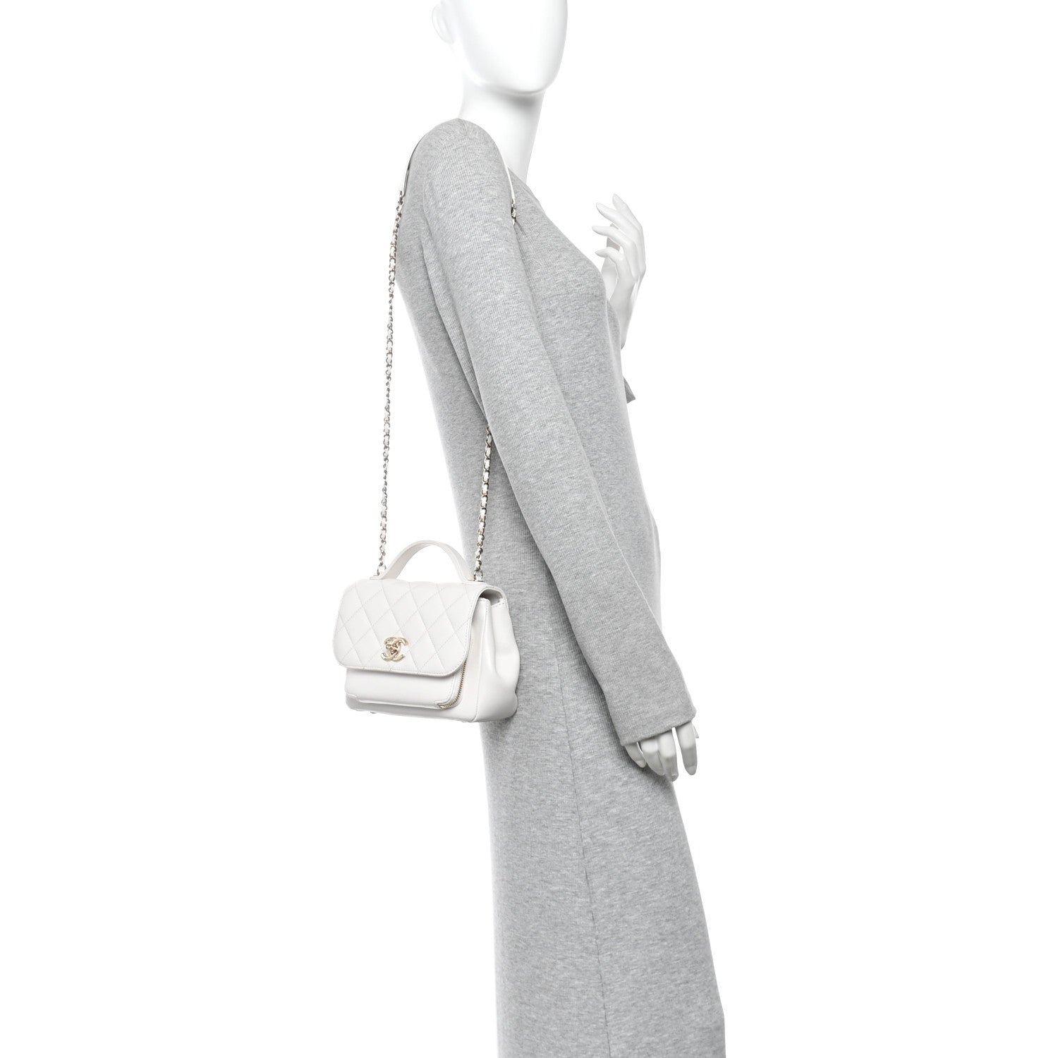 Caviar Quilted Small Business Affinity Flap White
