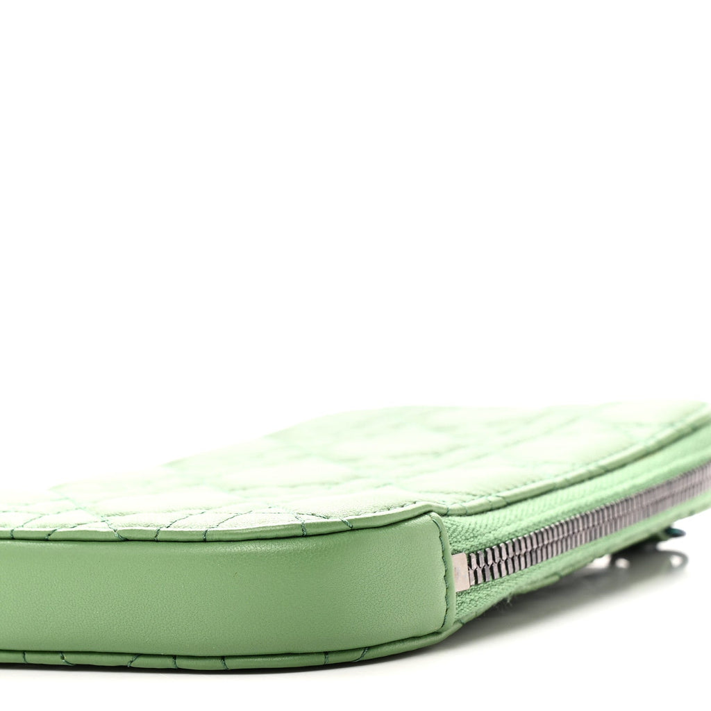 Lambskin Cannage Lady Dior Phone Holder Jade Green