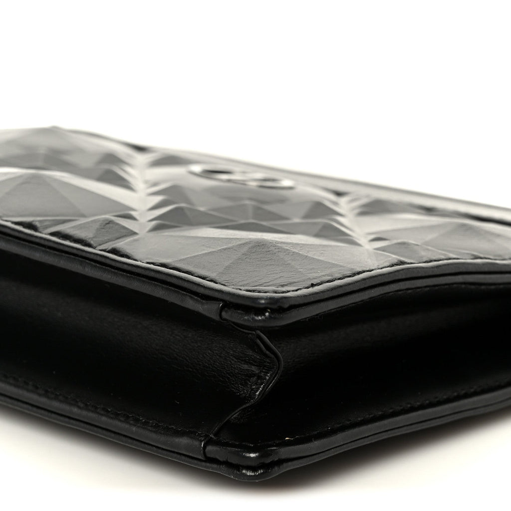 Calfskin Macrocannage Diamond Caro Zipped Pouch With Chain Black