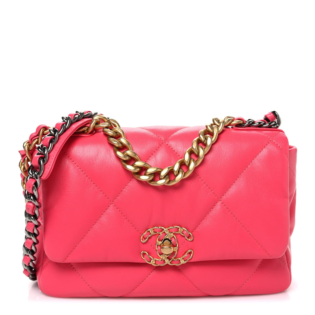 Goatskin Quilted Medium Chanel 19 Flap Pink