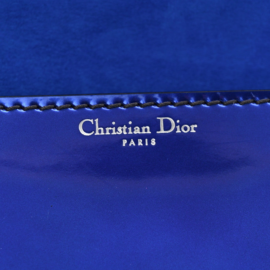 Metallic Patent Crystal Dioraddict Flap Bag Blue