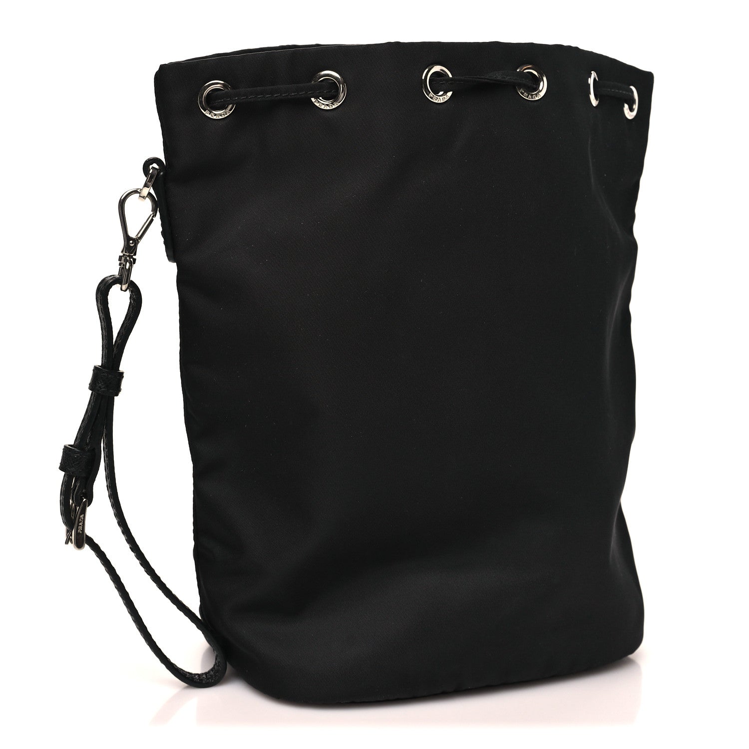 Re-Nylon Vela Drawstring Wristlet Pouch Black