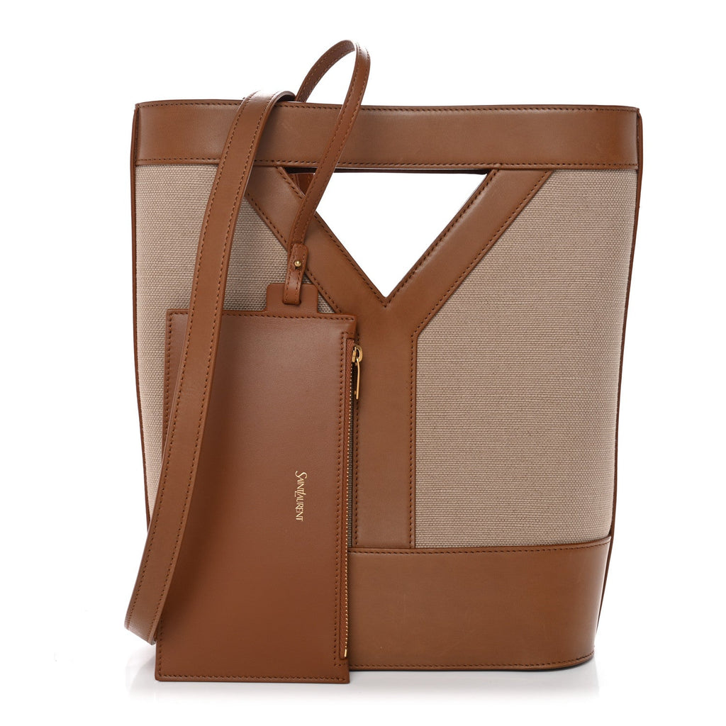 Smooth Calfskin Y Small Bucket Bag Black White Camel
