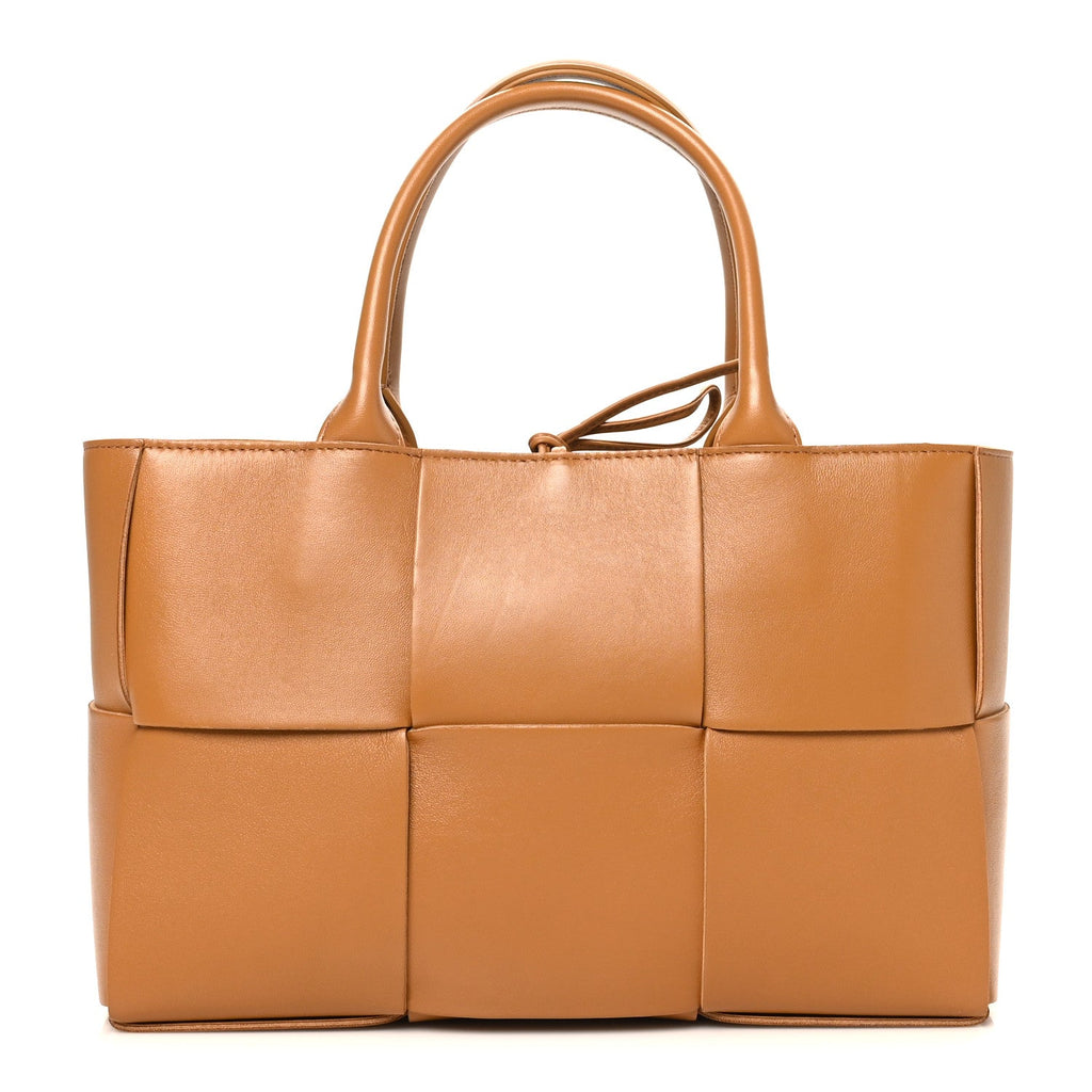 Nappa Maxi Intrecciato Small Arco Tote Caramel