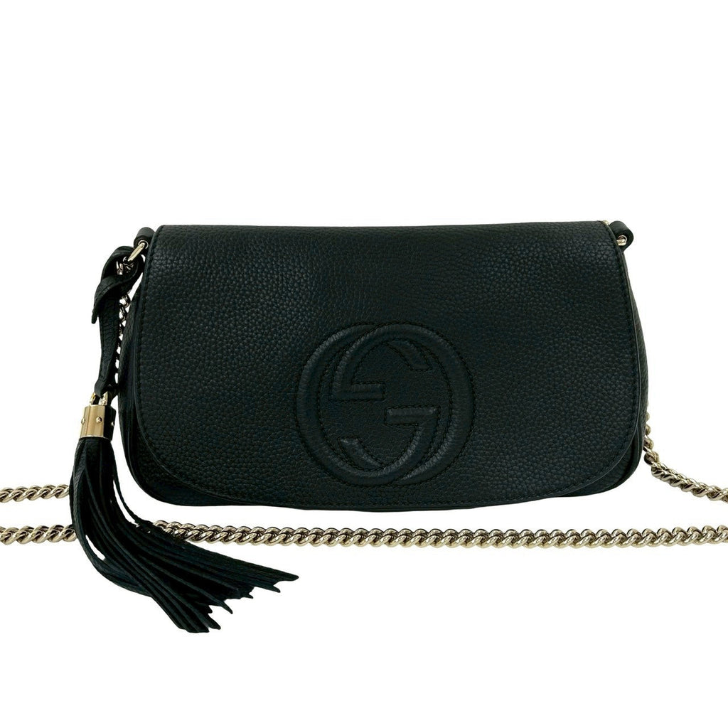 Gucci Soho GG Logo Embossed Leather Shoulder Bag