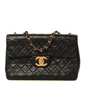 Lambskin Quilted XL Jumbo Single Flap Black