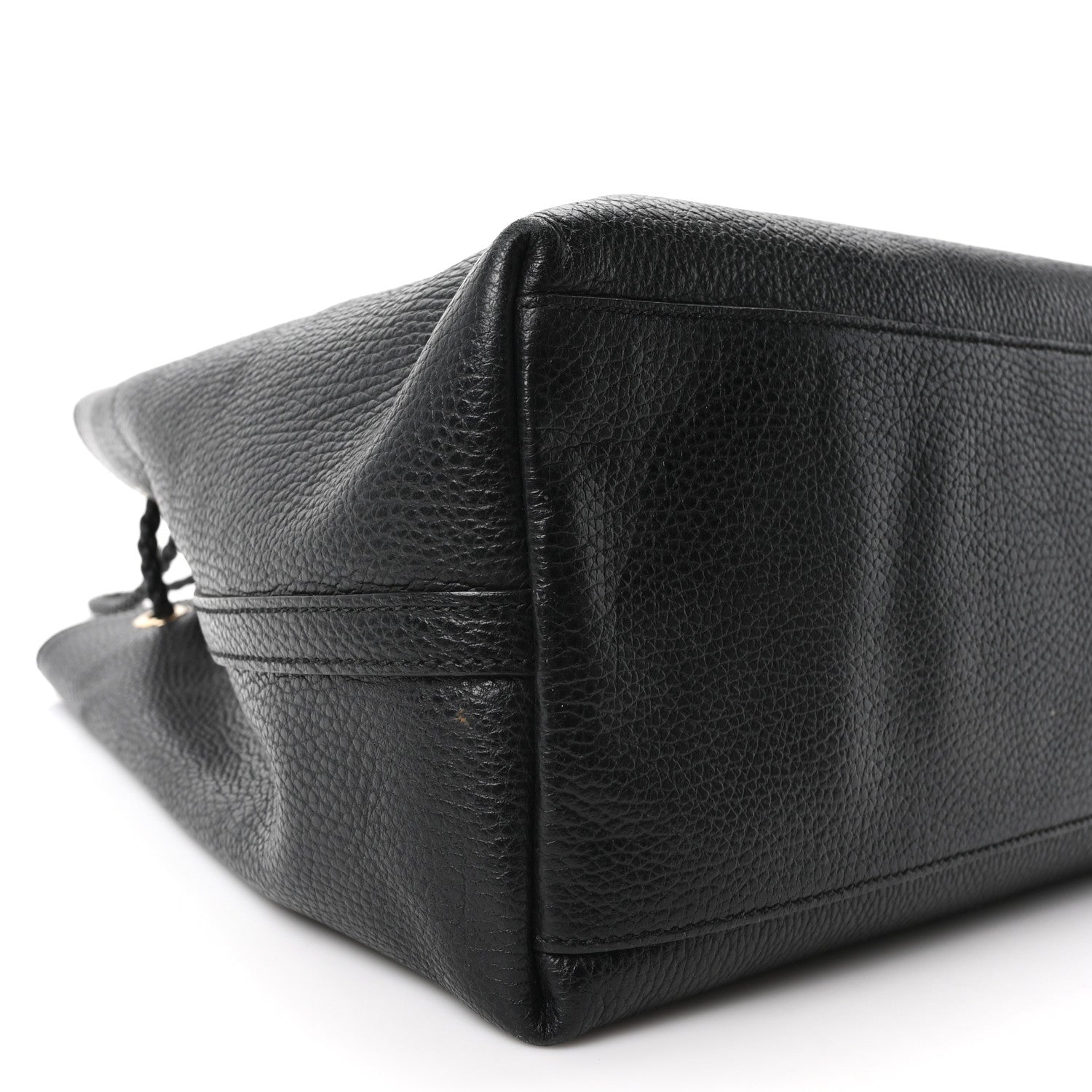Calfskin Large Gifford Braided Handle Tote Black