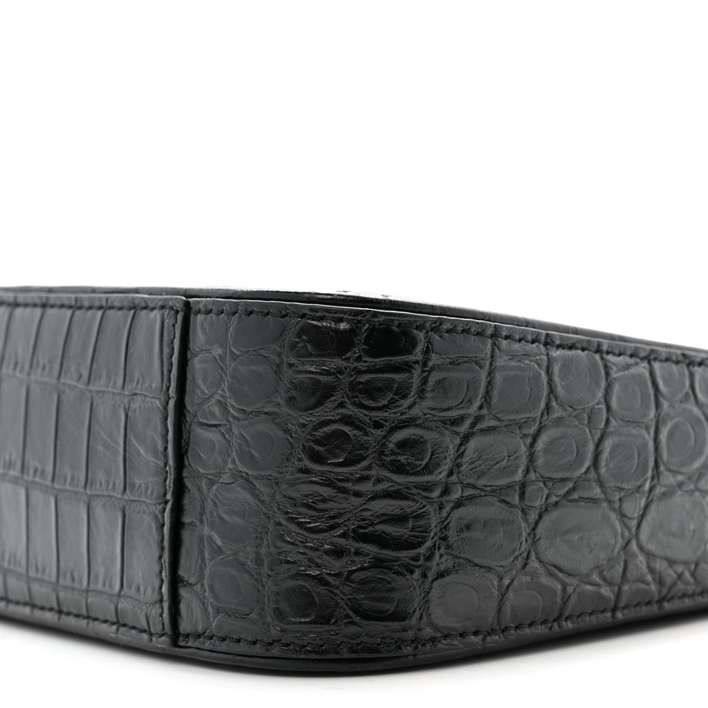 Calfskin Crocodile Embossed Le 5 A 7 Hobo Black