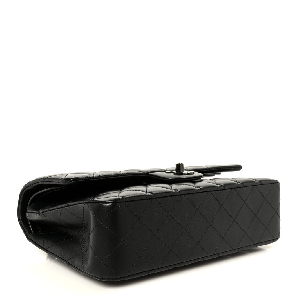 Lambskin Quilted Medium Double Flap So Black